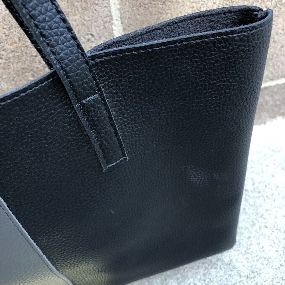 Womens Faux Vegan Leather Envelope Purse Shoulder Hand Bag Medium Tote Black‌ - Picture 3 of 5